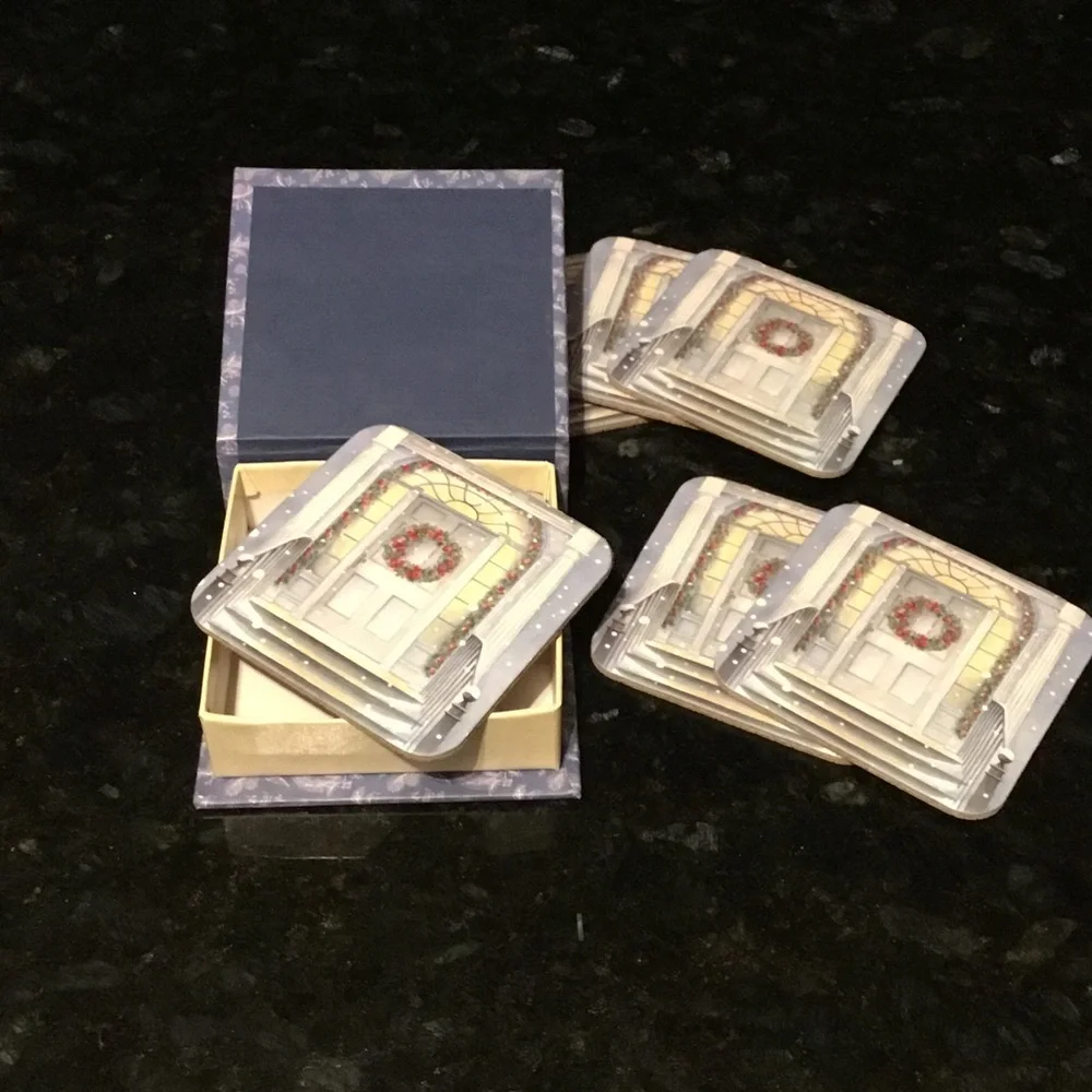 Festive Holiday Door‎ Coasters Set